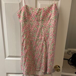 Zara Pink and Green Floral Mini Dress